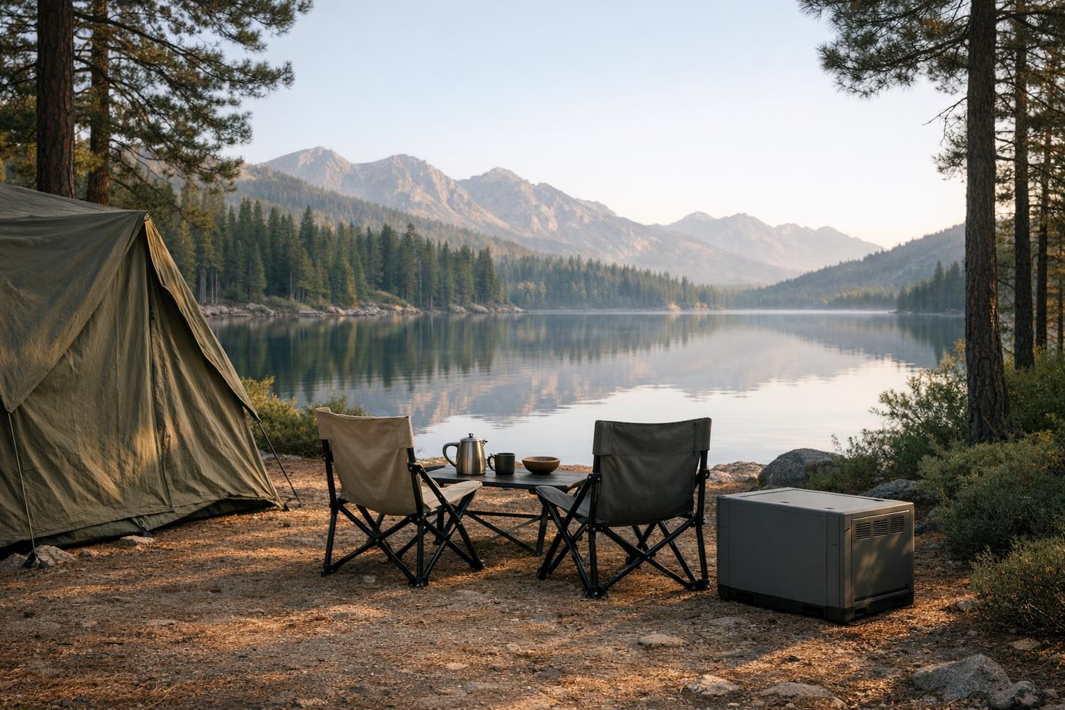 Camping Power Checklist: Plan Devices, Charging, and a Safe Place for the Battery AI-generated editorial illustration.