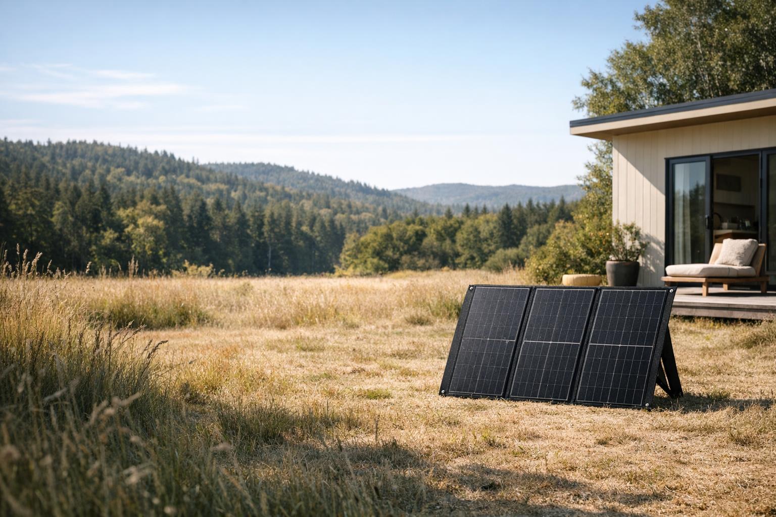 Solar generator kits: five station and panel listings AI-generated editorial illustration.